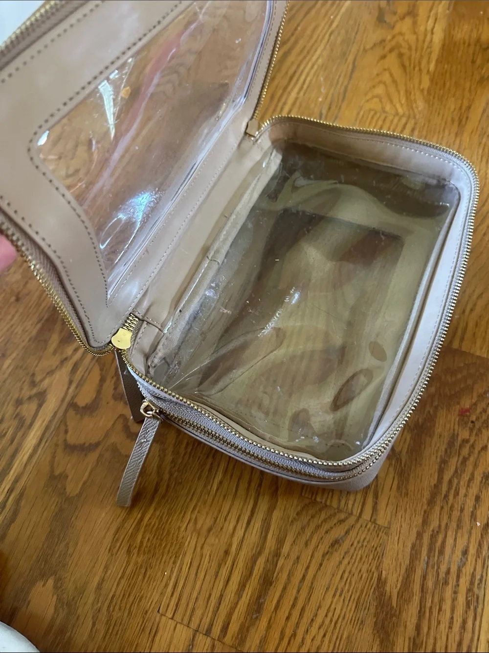 Women’s Clear Panel Cosmetic Pouch in Taupe